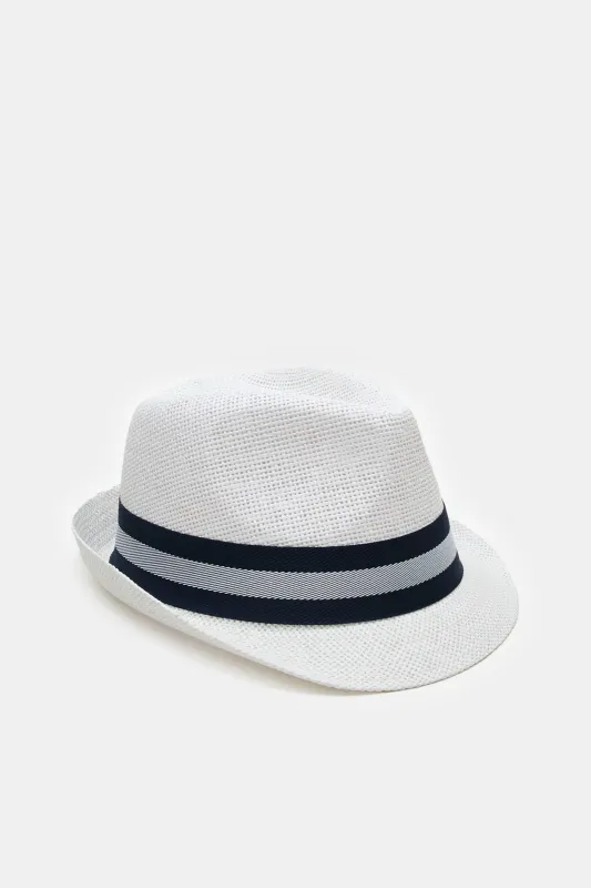 Men White Fedora Hats With Band sold by Redtag