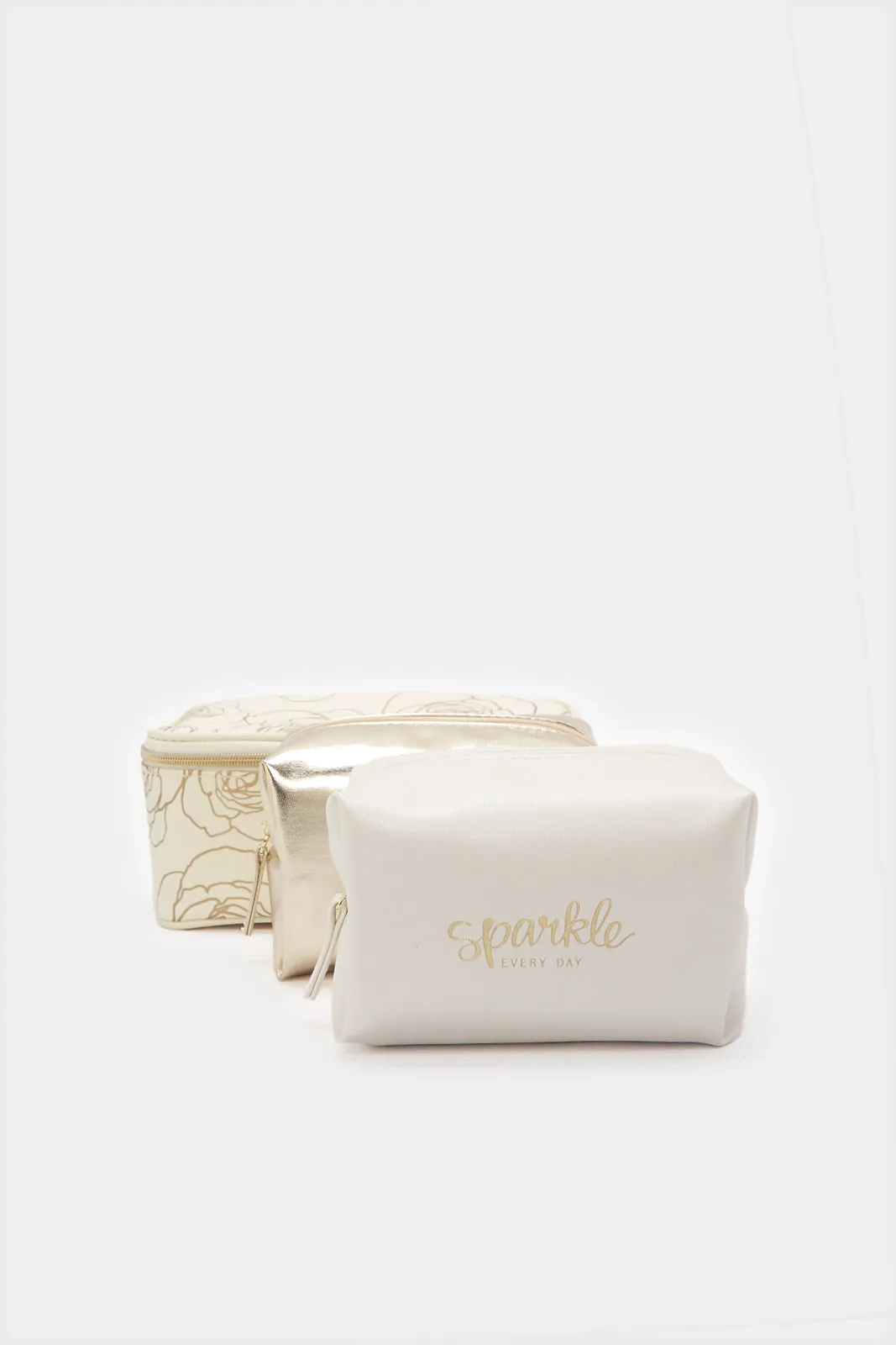 Women Beige And Gold Printed Cosmetic Pouch Set (4 Piece) sold by Redtag product image thumbnail 2