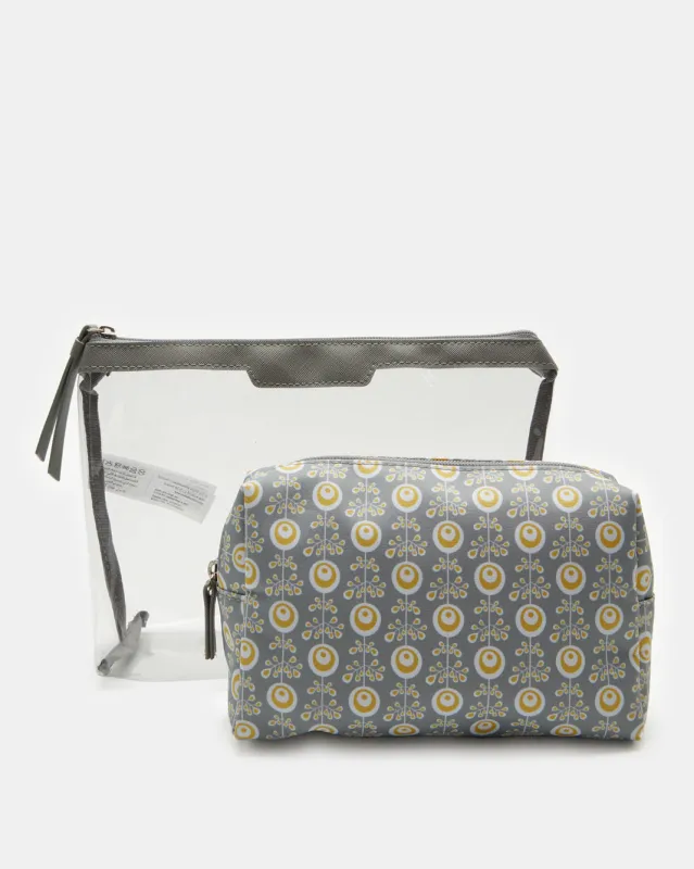 Women Grey Printed Cosmetic Pouch Set (2 Piece) sold by Redtag