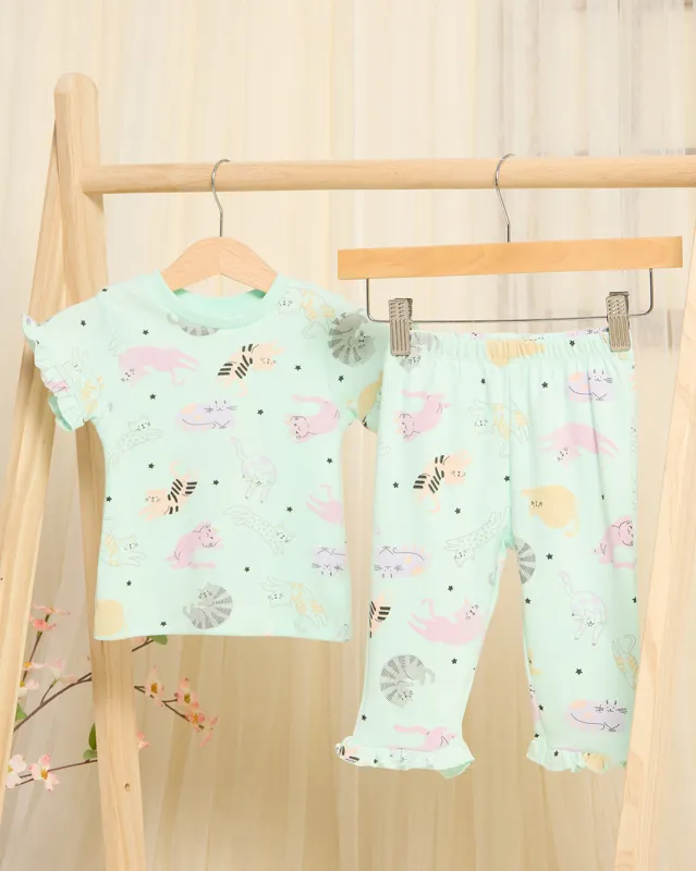 Infant Girls Mint Printed Pyjama Set(2 Piece) sold by Redtag