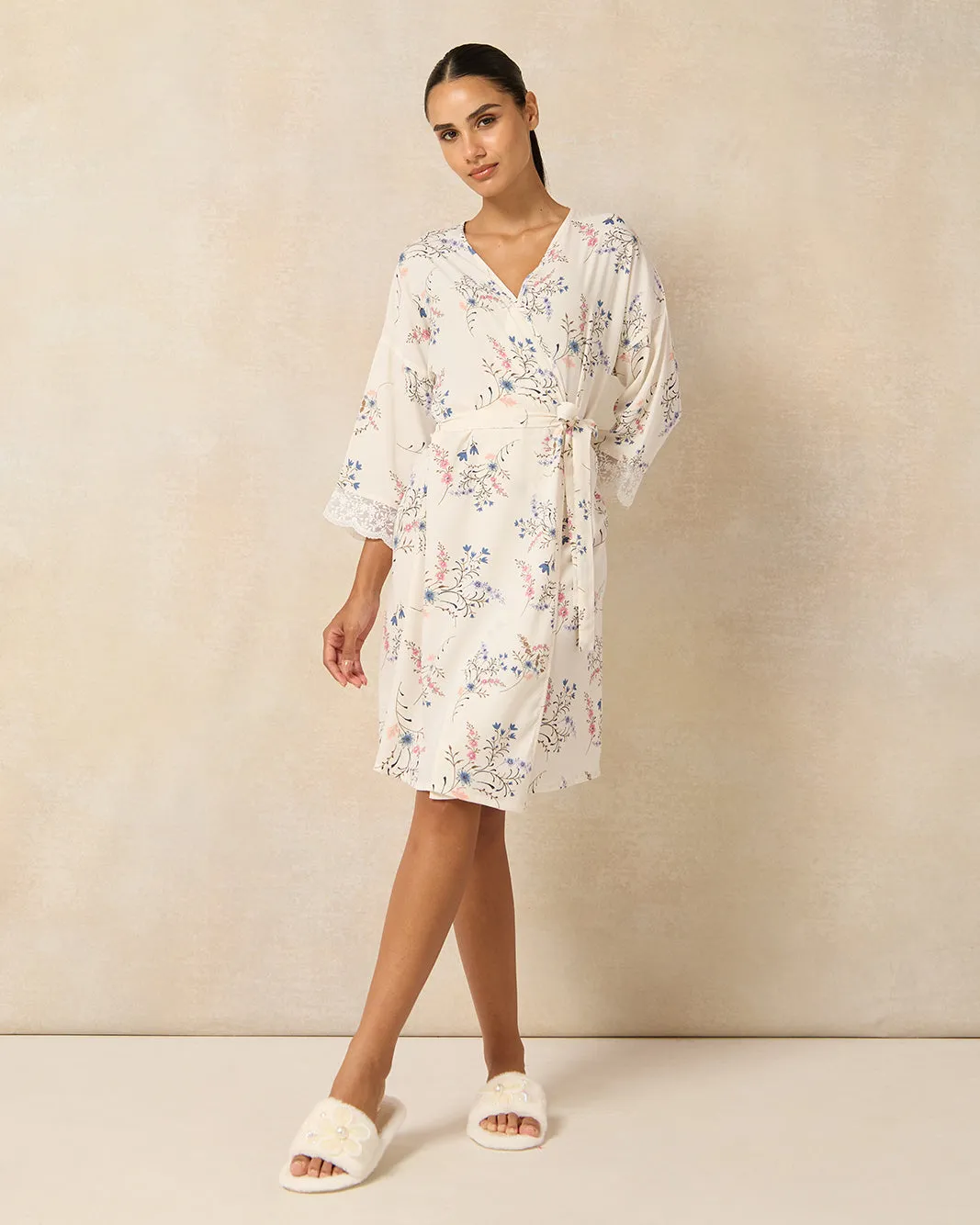 Women White Floral Print Robe sold by Redtag product image thumbnail 2