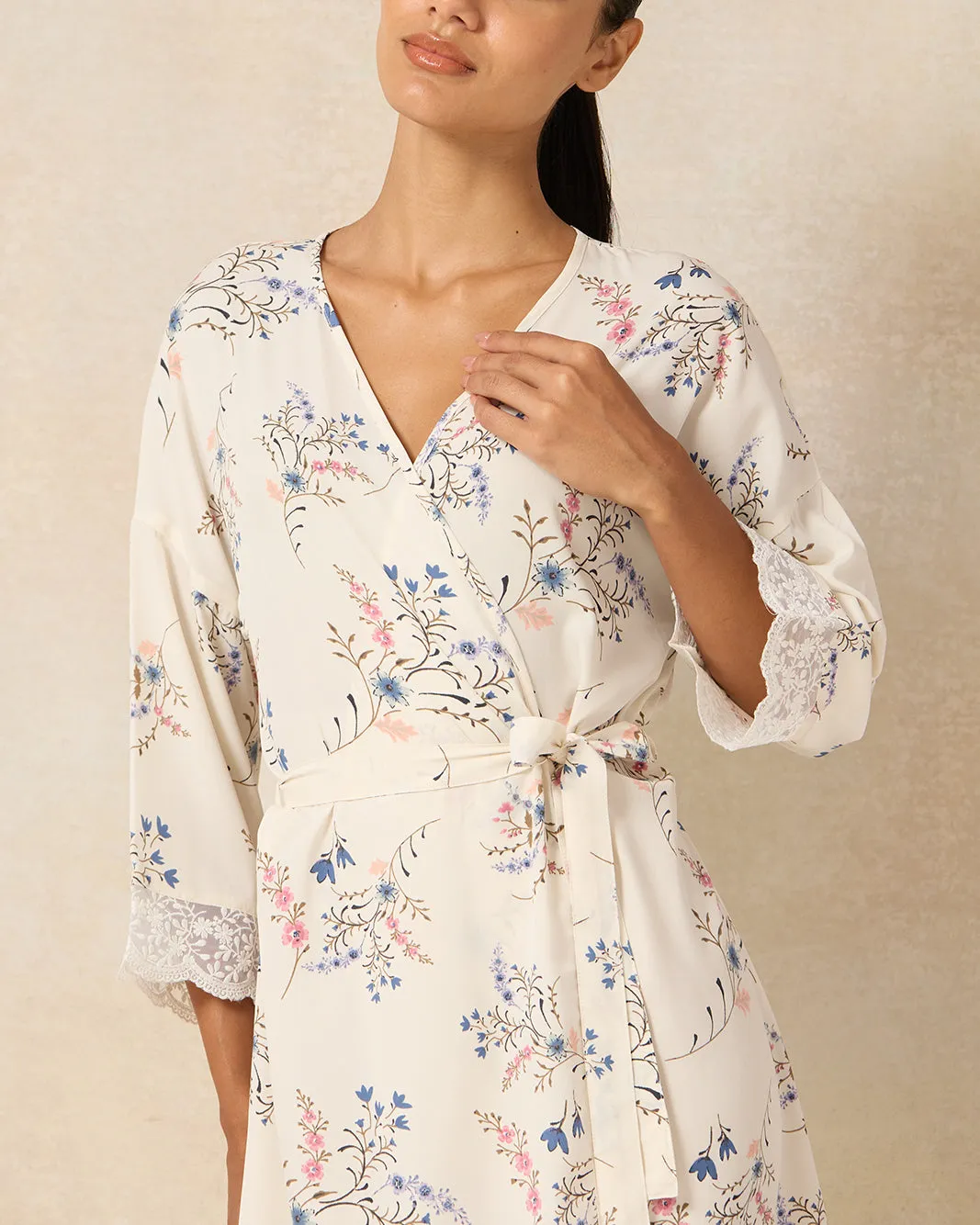 Women White Floral Print Robe sold by Redtag product image thumbnail 4