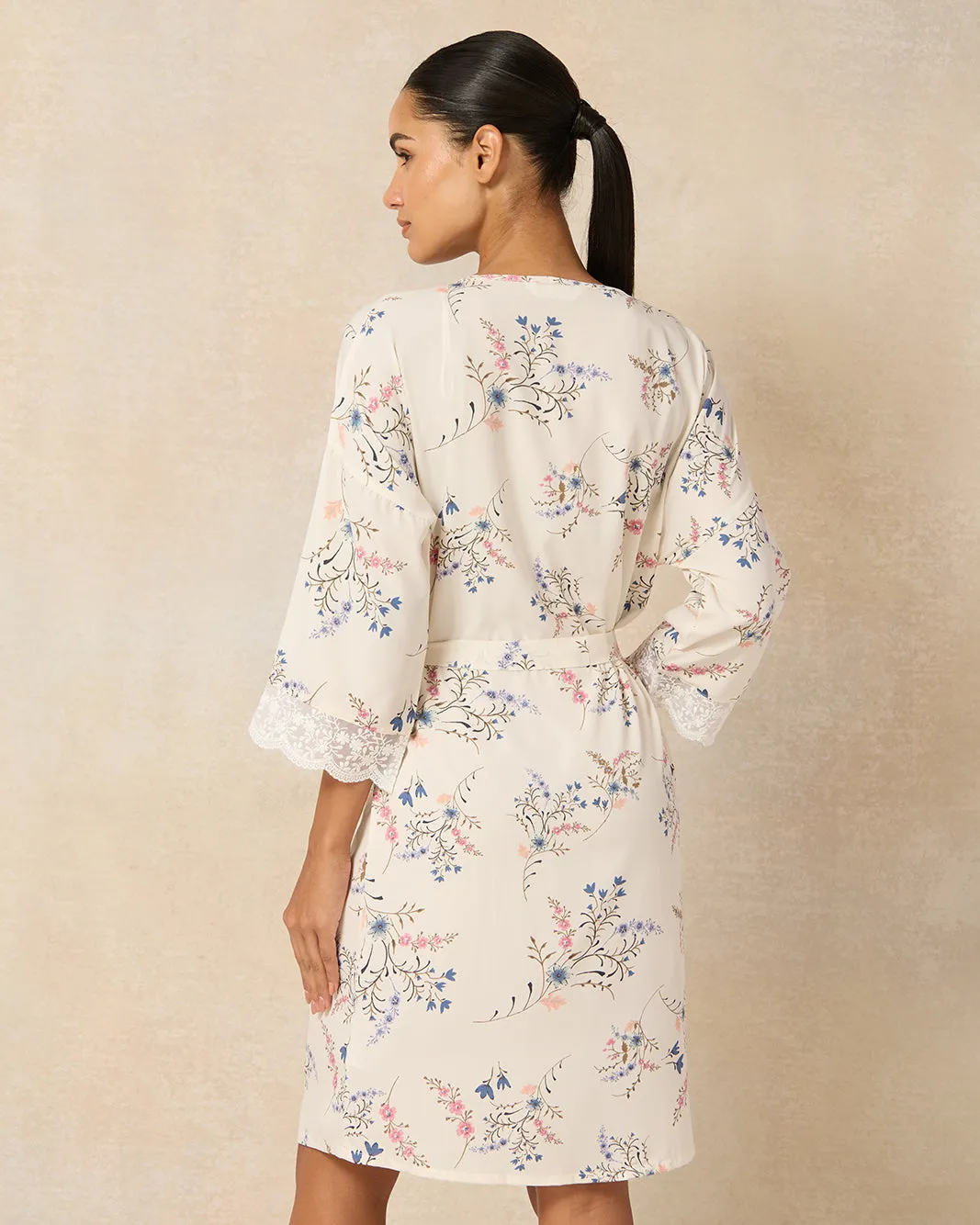 Women White Floral Print Robe sold by Redtag product image thumbnail 3