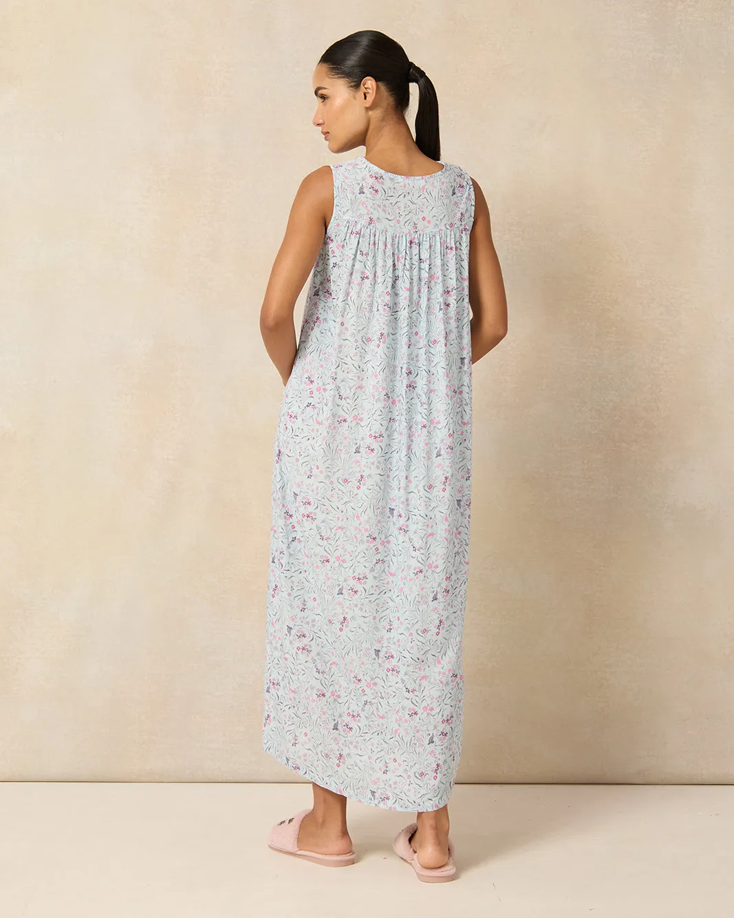 Women Blue Floral Sleeveless Nightgown sold by Redtag product image thumbnail 3