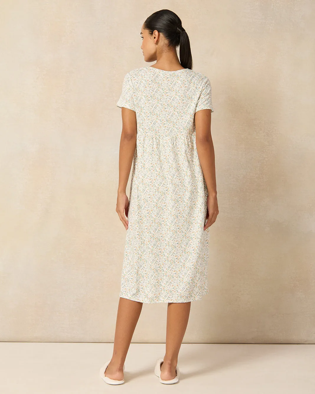 Women Green Blossom Printed Knitted Nightgown sold by Redtag product image thumbnail 3