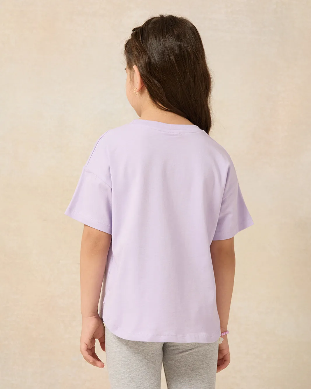 Girls Lilac Placement Print With Sequins T-shirt sold by Redtag product image thumbnail 3