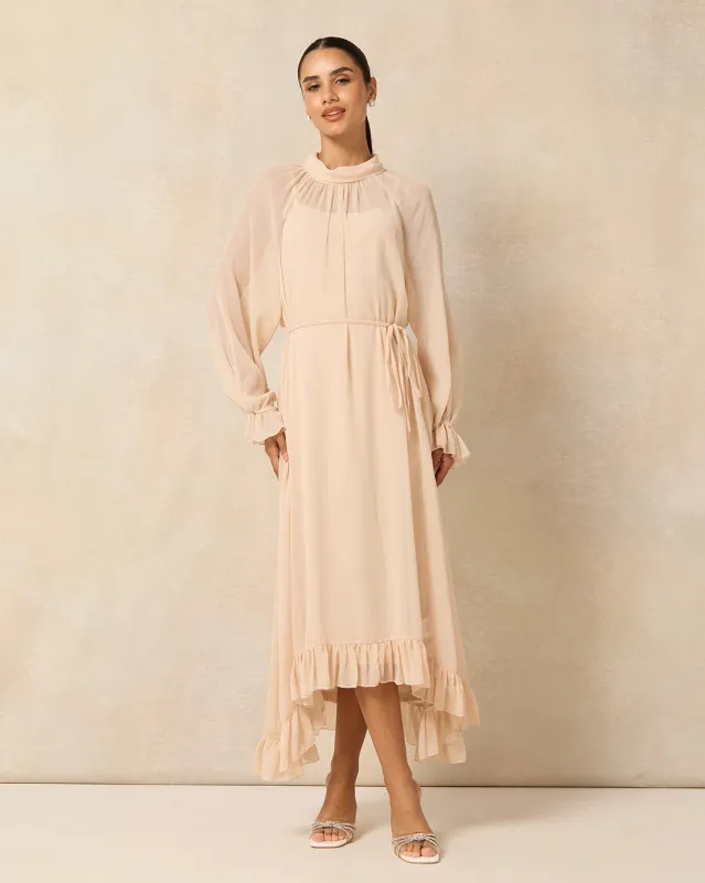 Women Pink Bottom Ruffle Maxi Dress sold by Redtag