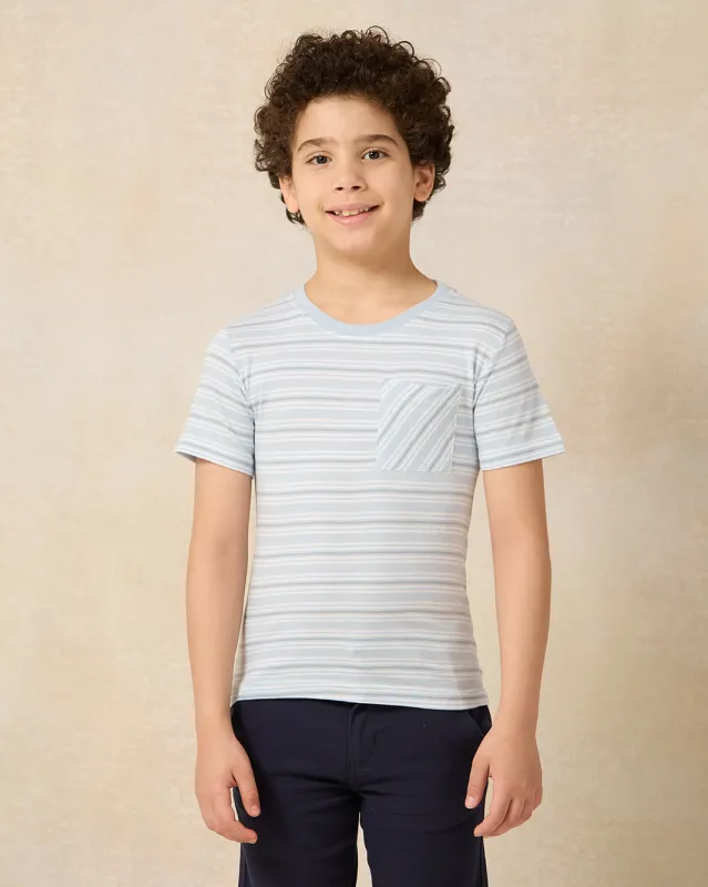 Boys Blue Striped T-Shirt sold by Redtag