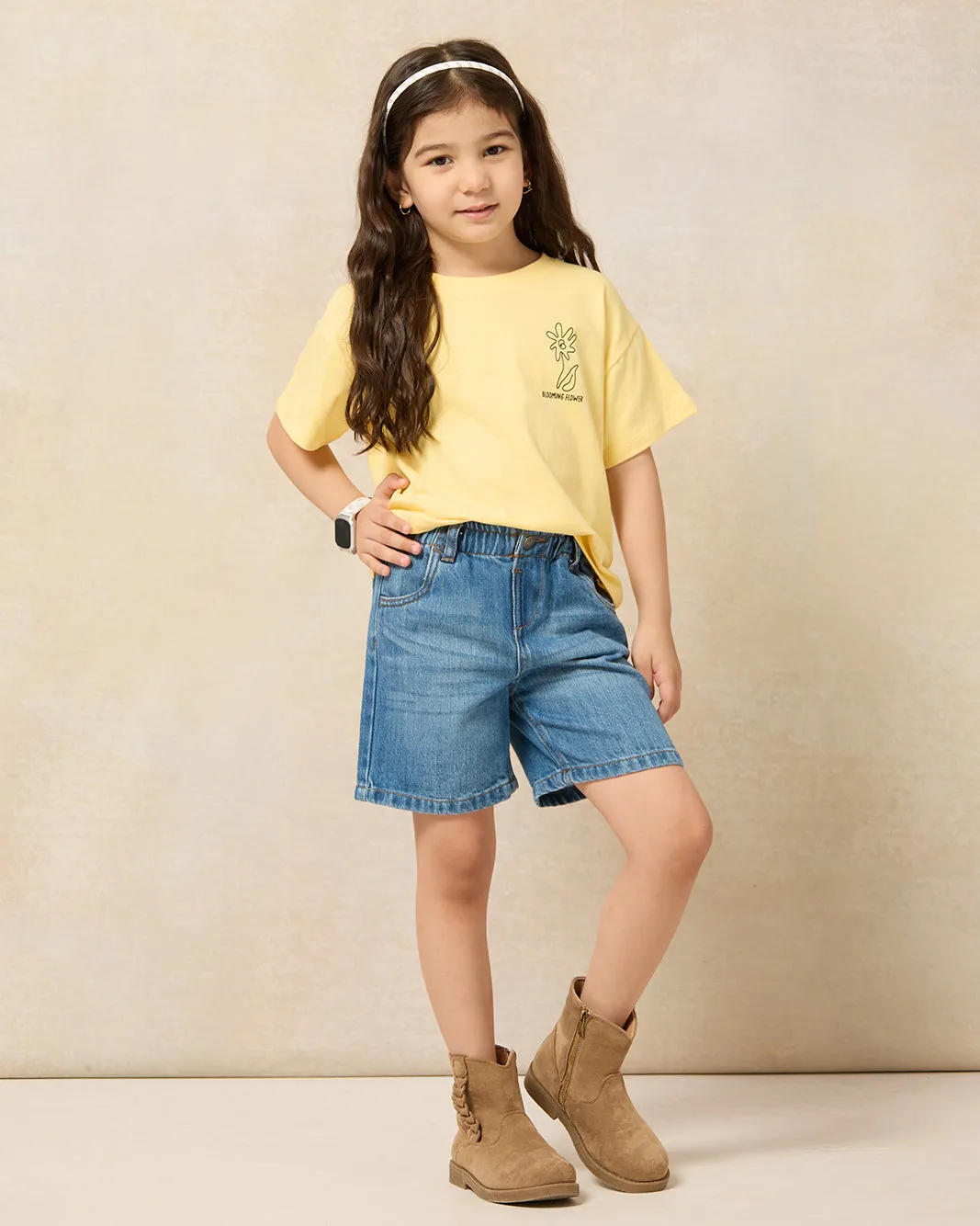 Girls Yellow Printed T-Shirt sold by Redtag product image thumbnail 2