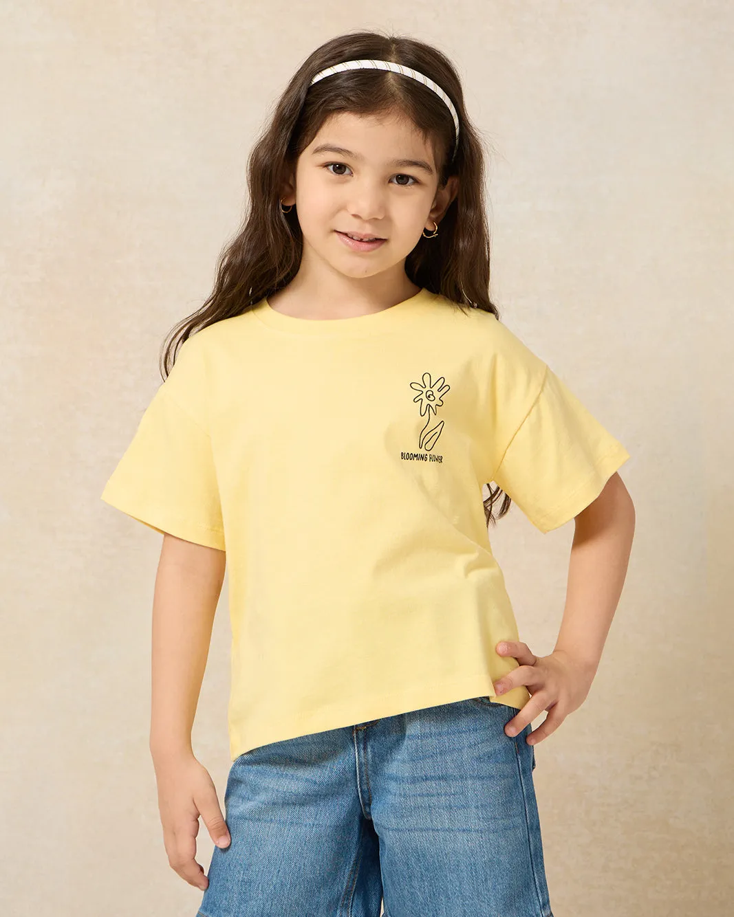 Girls Yellow Printed T-Shirt sold by Redtag