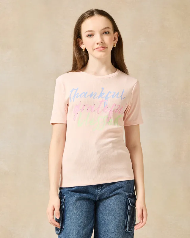Senior Girls Pink Printed T-Shirt sold by Redtag