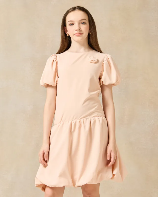 Senior Girls Peach Embellished Dress sold by Redtag