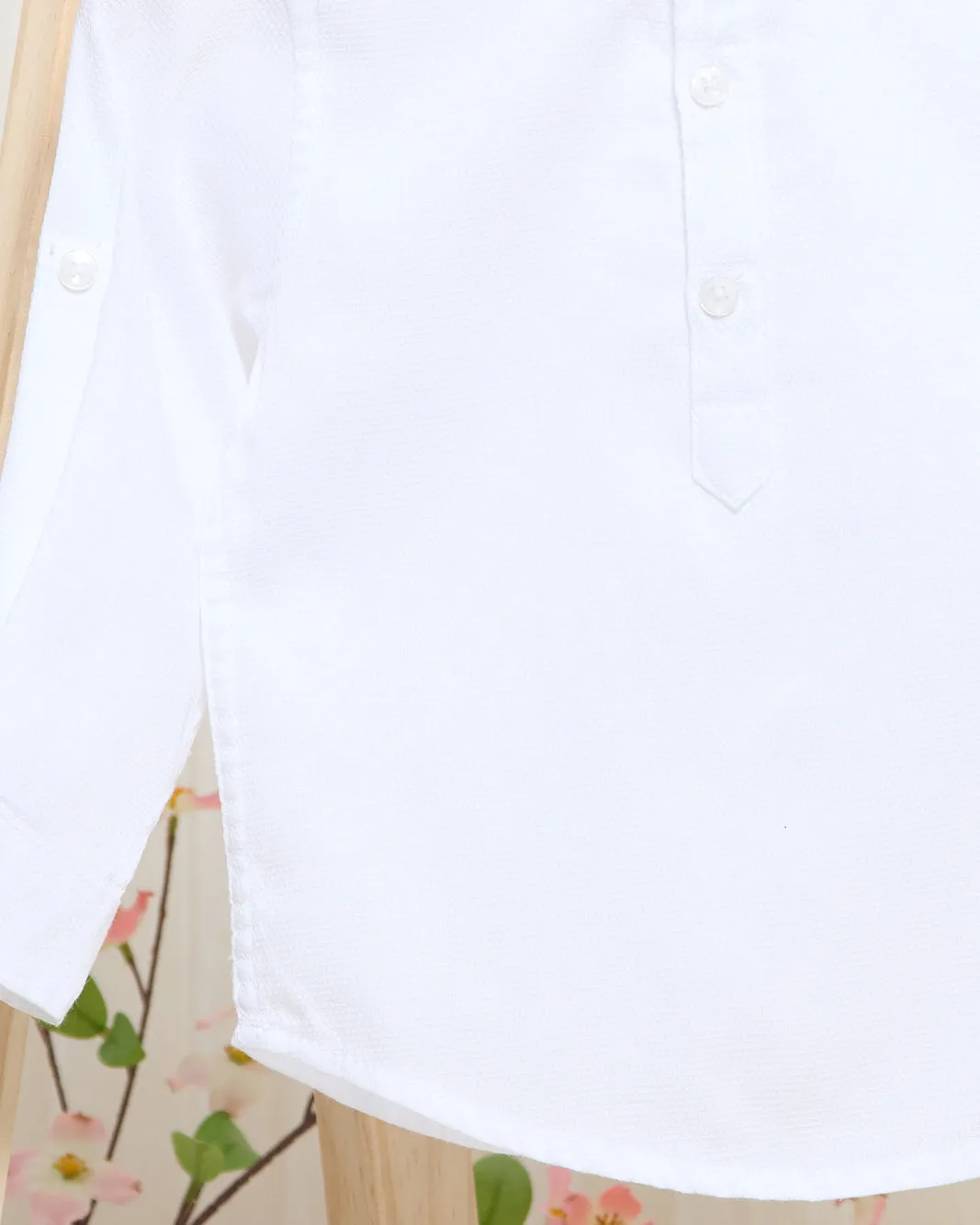 Infant Boys White Half Button Dobby Mandarin Kurta sold by Redtag product image thumbnail 3