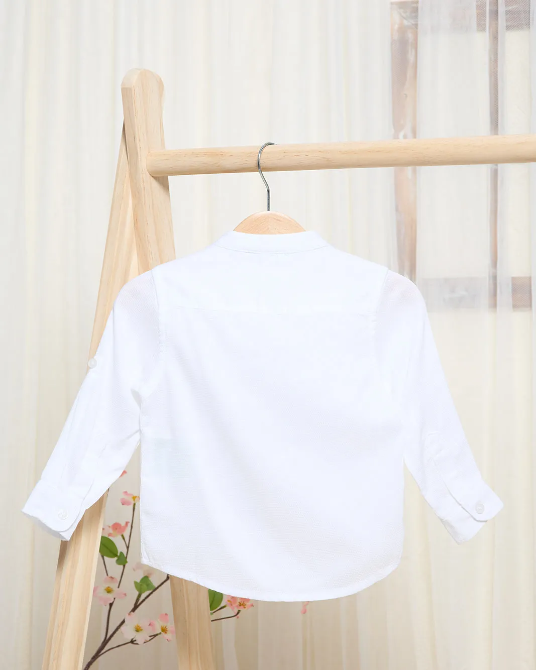 Infant Boys White Half Button Dobby Mandarin Kurta sold by Redtag product image thumbnail 4