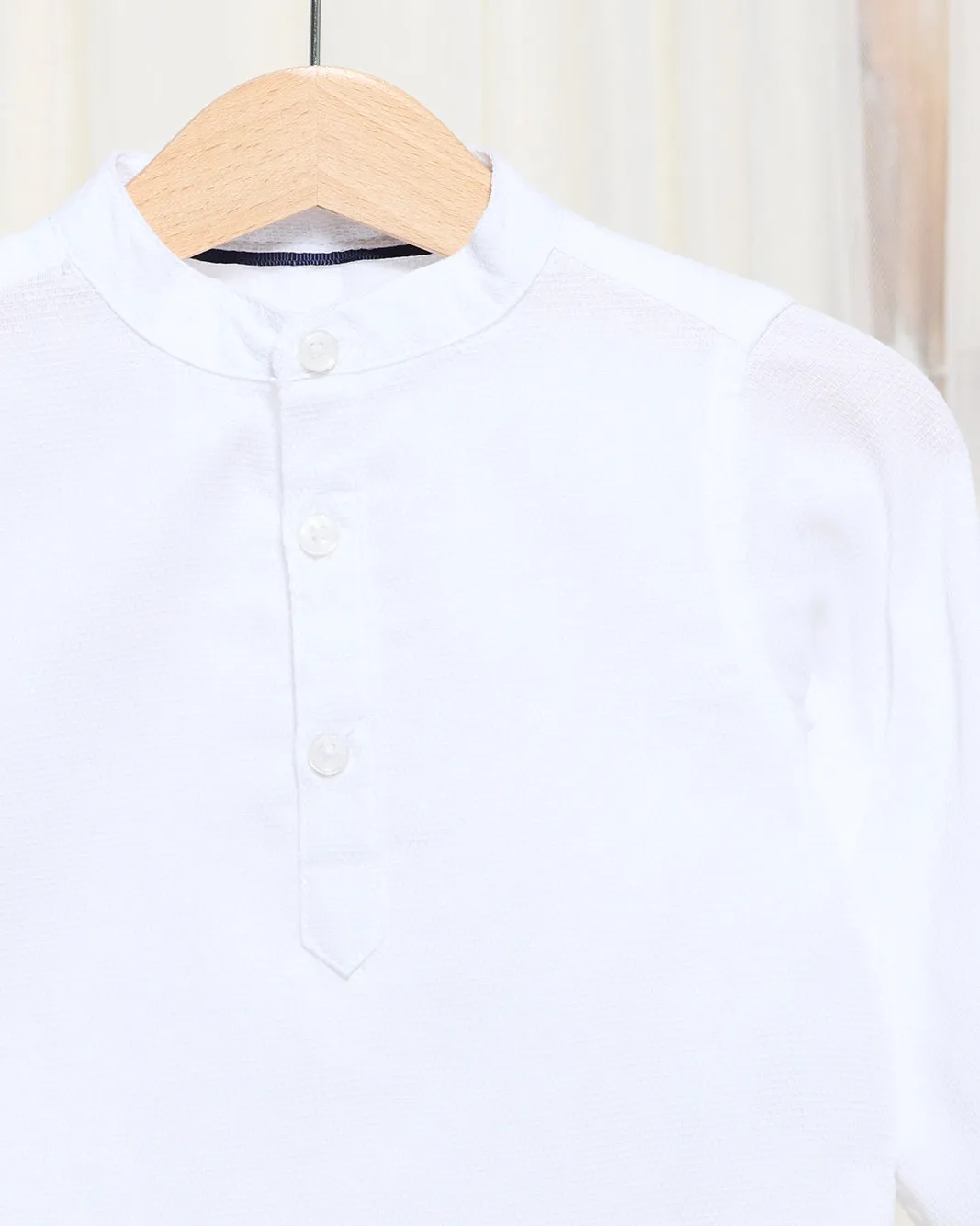 Infant Boys White Half Button Dobby Mandarin Kurta sold by Redtag product image thumbnail 2