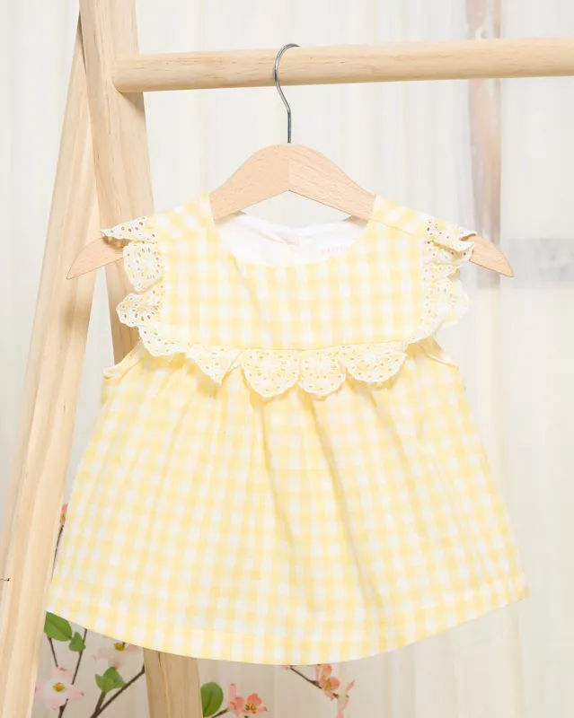 Infant Girls Yellow Checkered Poplin Blouse sold by Redtag