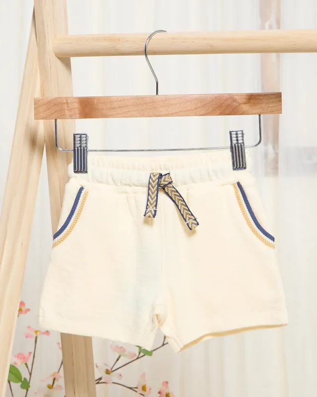 Infant Boys Cream Jacquard Active Shorts sold by Redtag