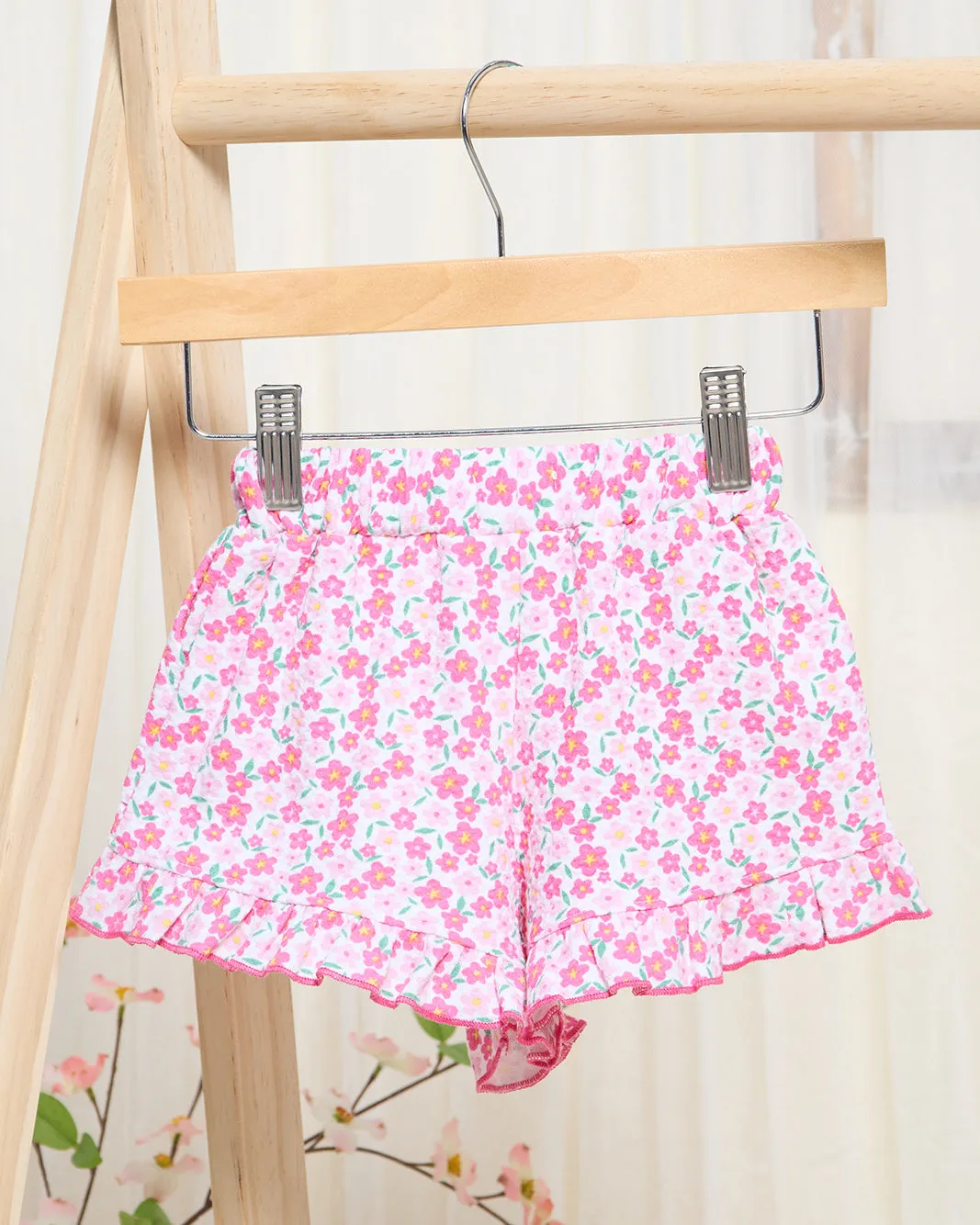 Infant Girls Fuchsia Floral Printed Shorts sold by Redtag product image thumbnail 4