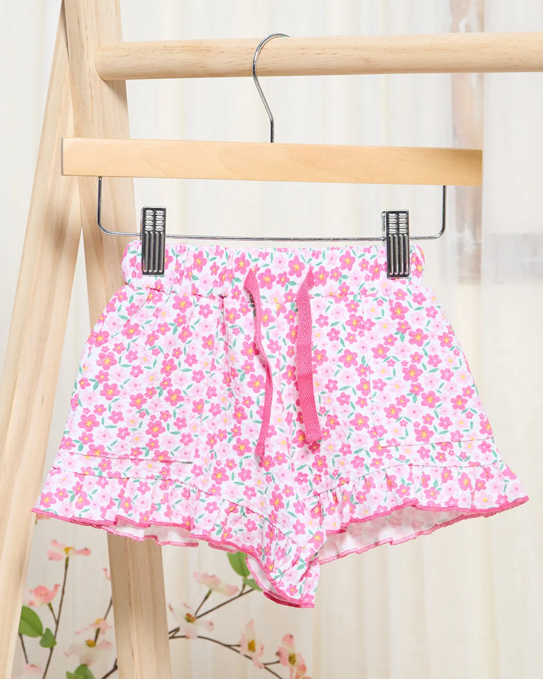 Infant Girls Fuchsia Floral Printed Shorts sold by Redtag