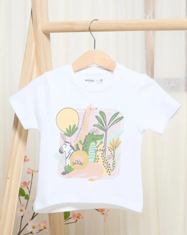 Infant Boys White Jungle Print T-Shirt sold by Redtag