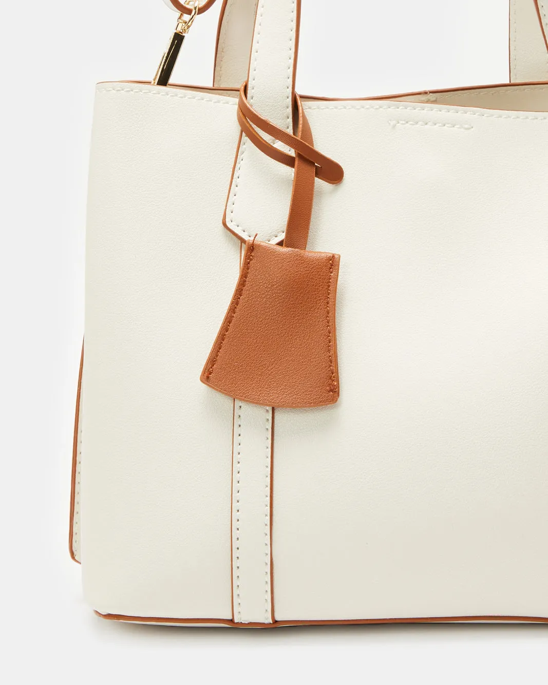 Women Beige Plain Tote Bag sold by Redtag product image thumbnail 3