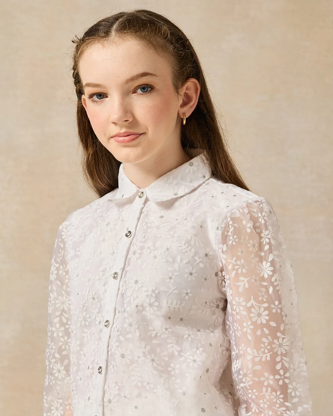 Senior Girls White Organza Embellished Blouse sold by Redtag product image thumbnail 4