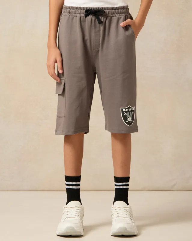 Senior Boys Grey Las Vegas Raiders Active Shorts sold by Redtag