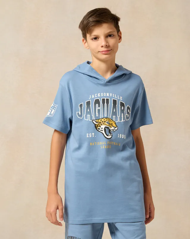 Senior Boys Blue Hooded Over Sized T-Shirt sold by Redtag