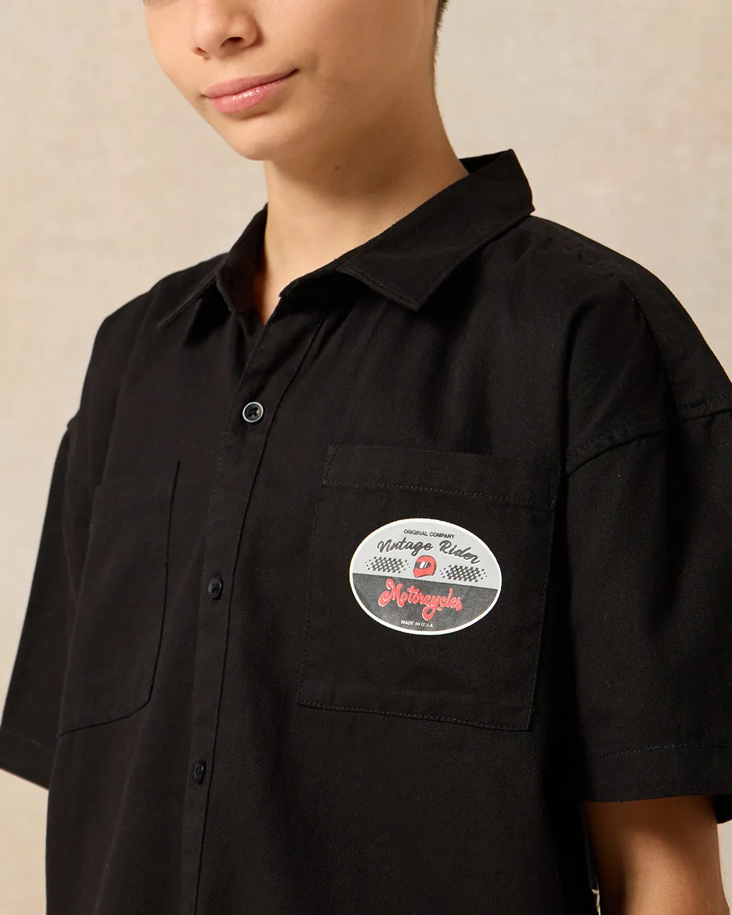 Senior Boys Black Over Size Shirt sold by Redtag product image thumbnail 4