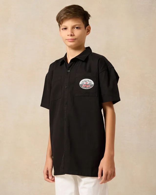 Senior Boys Black Over Size Shirt sold by Redtag
