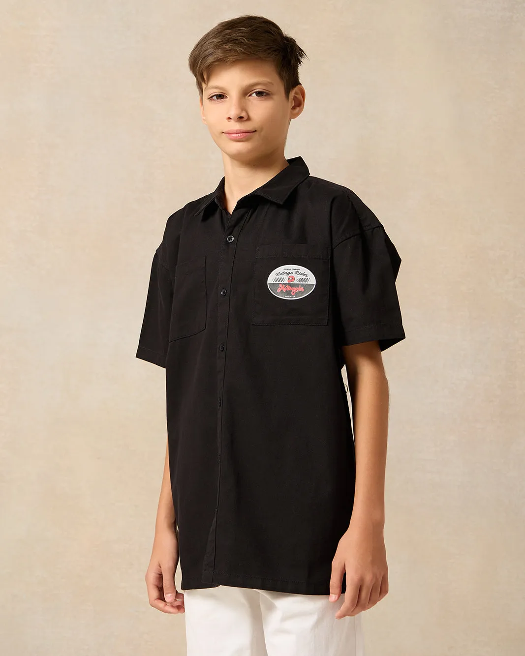 Senior Boys Black Over Size Shirt sold by Redtag