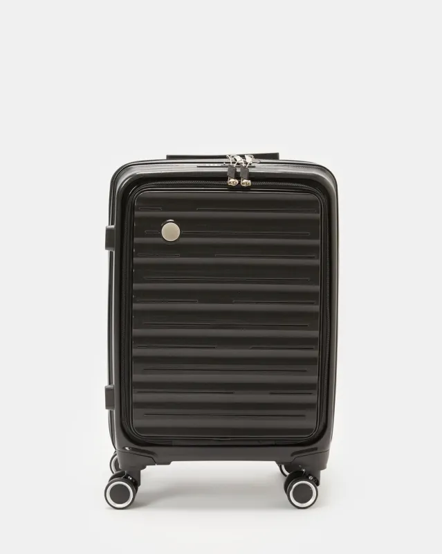 Black Textured Trolley Luggage Trolley (20 Inch) sold by Redtag