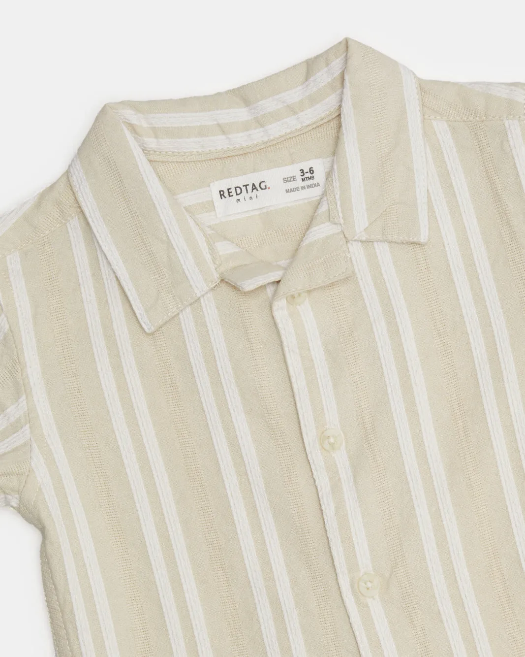 Infant Boys Beige Striped Shirt sold by Redtag product image thumbnail 2
