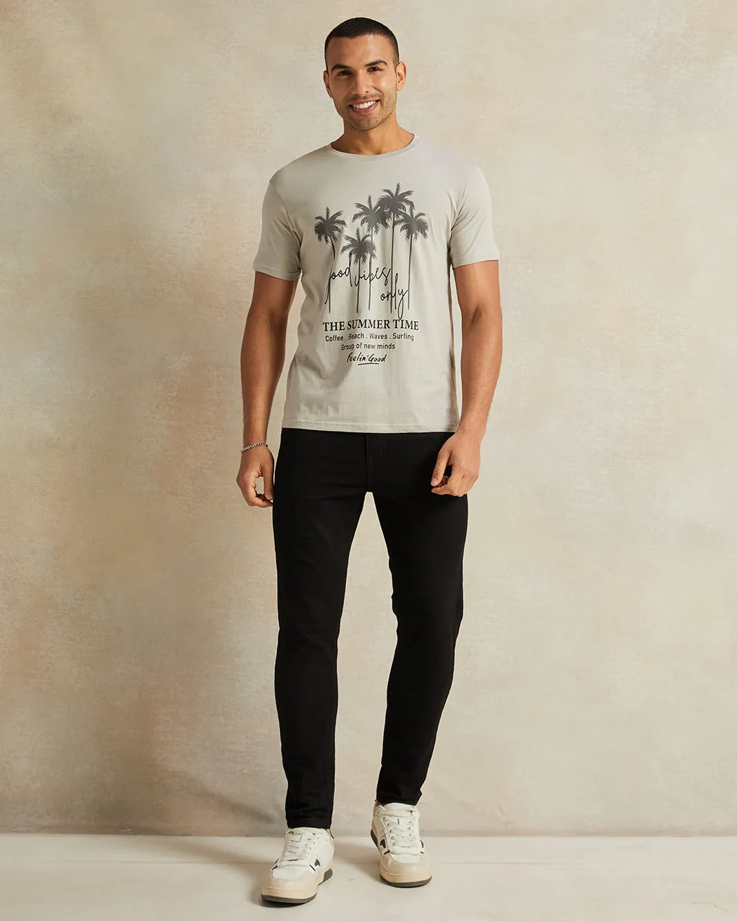 Men Grey Summer Time Print T-Shirt sold by Redtag product image thumbnail 2