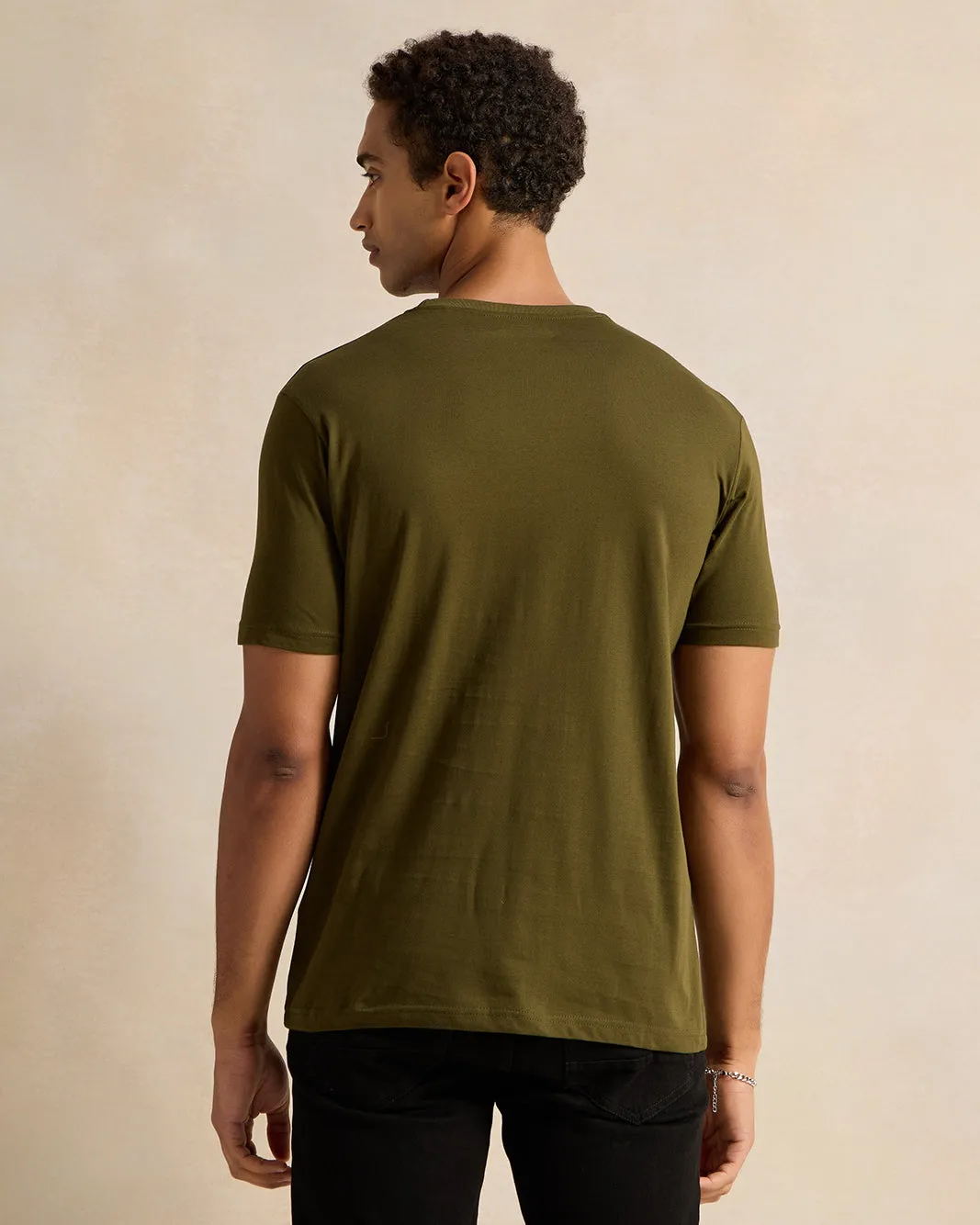 Men Olive Printed T-Shirt sold by Redtag product image thumbnail 3