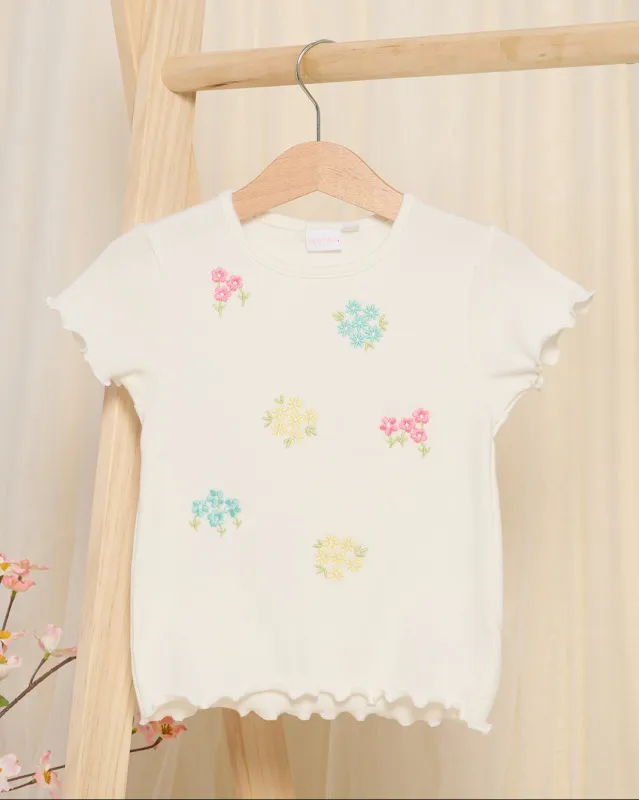 Infant Girls Ivory Embroidered T-Shirt sold by Redtag