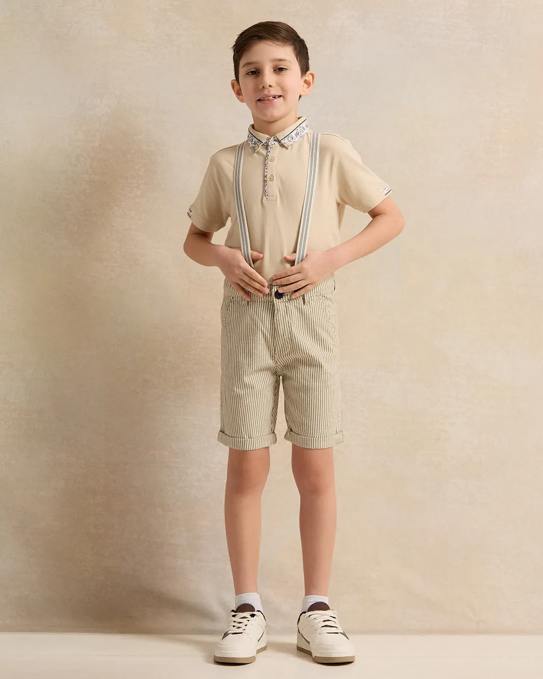 Boys Beige Printed Polo Shirt sold by Redtag product image thumbnail 2