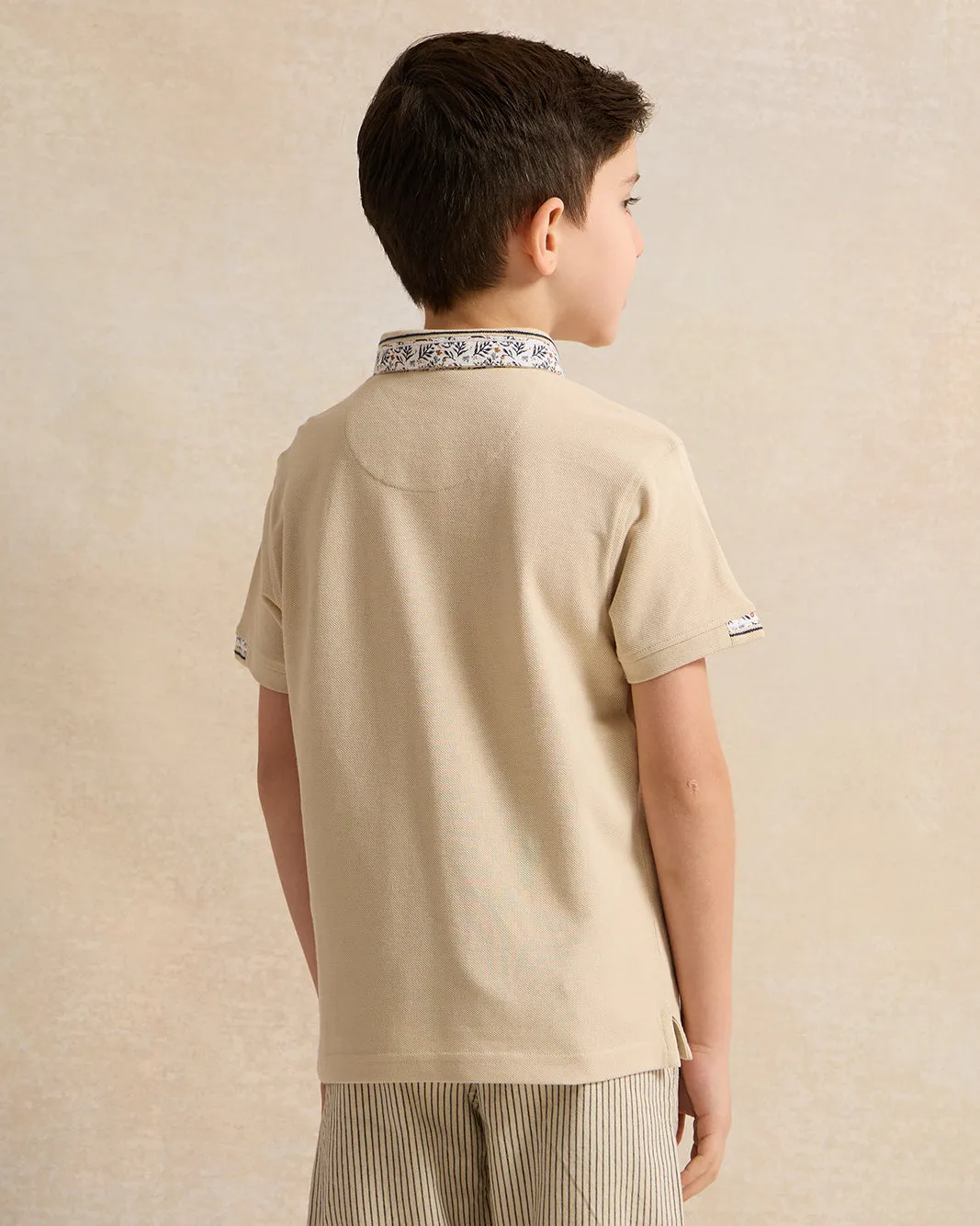 Boys Beige Printed Polo Shirt sold by Redtag product image thumbnail 3