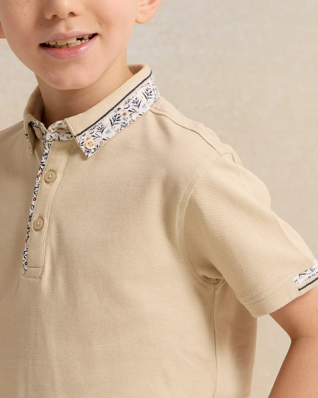 Boys Beige Printed Polo Shirt sold by Redtag product image thumbnail 4