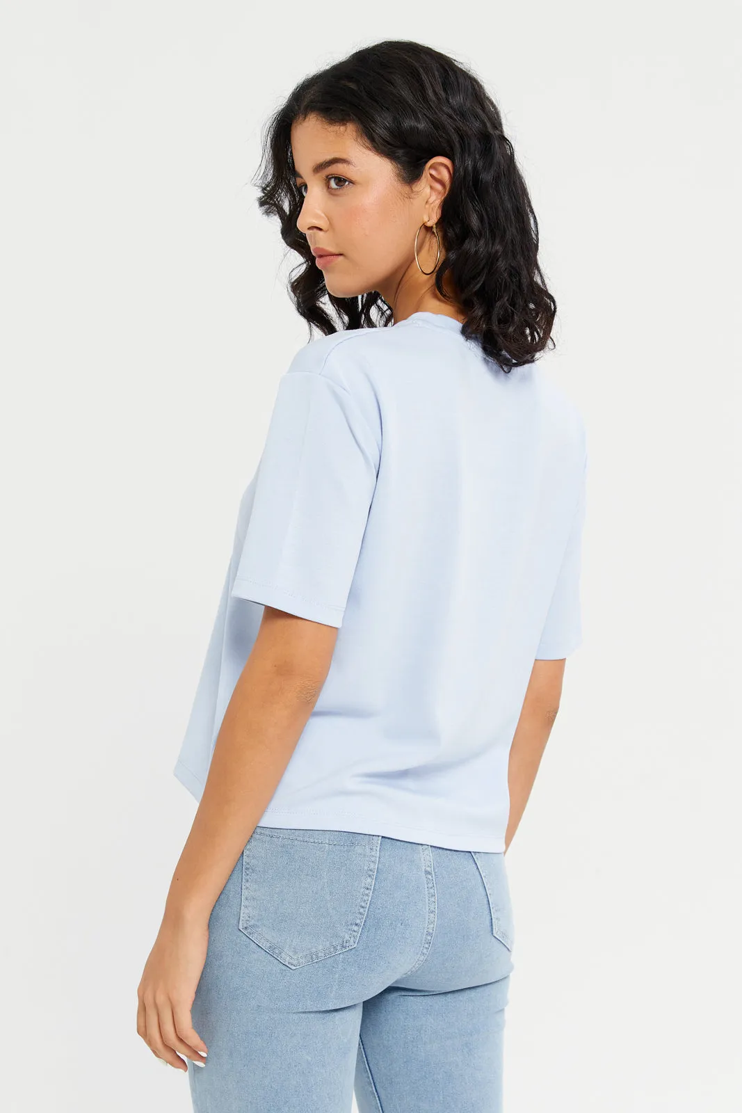 Women Blue Embellished T-Shirt sold by Redtag product image thumbnail 3