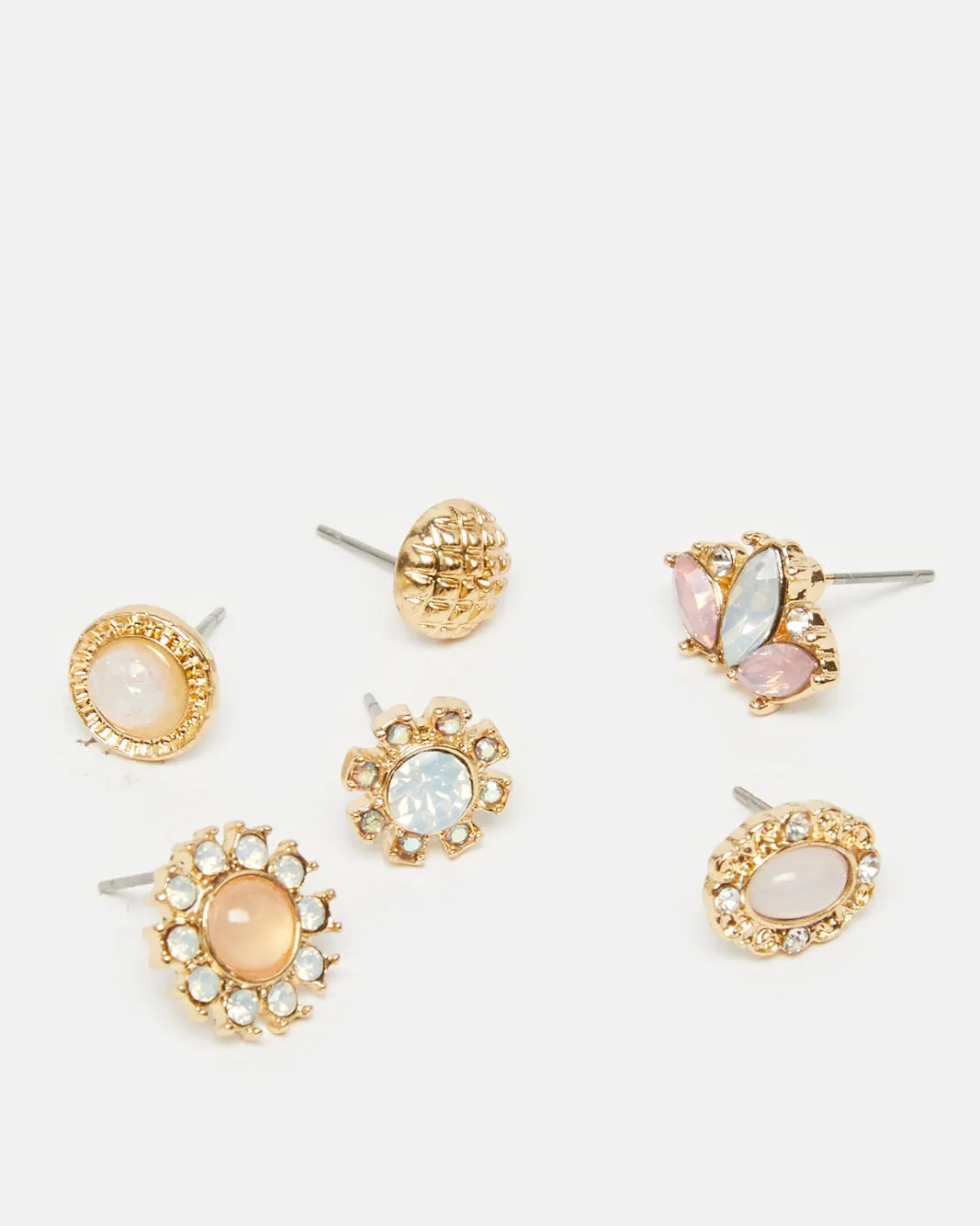 Women Gold Embellished Studs (6 Pairs) sold by Redtag product image thumbnail 2
