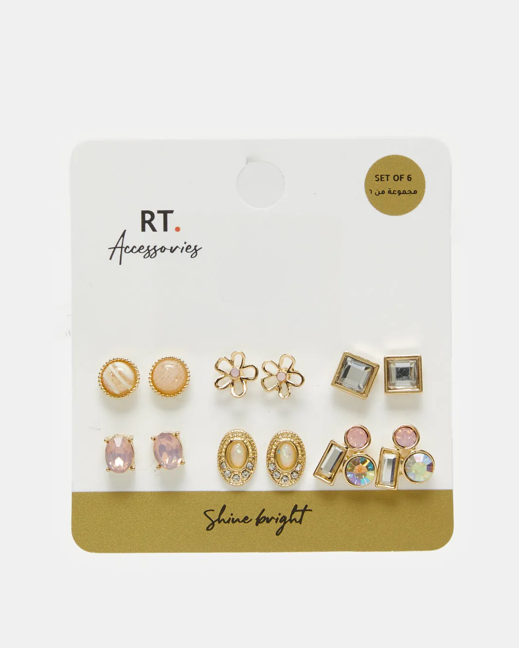 Women Gold Embellished Studs (6 Pairs) sold by Redtag