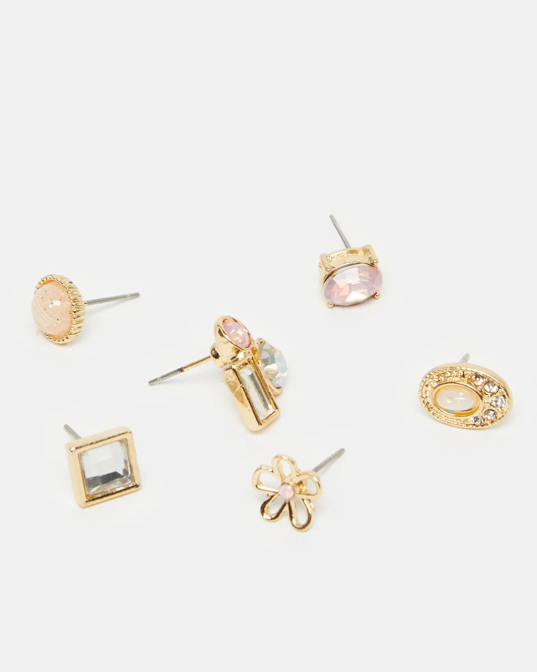 Women Gold Embellished Studs (6 Pairs) sold by Redtag product image thumbnail 2