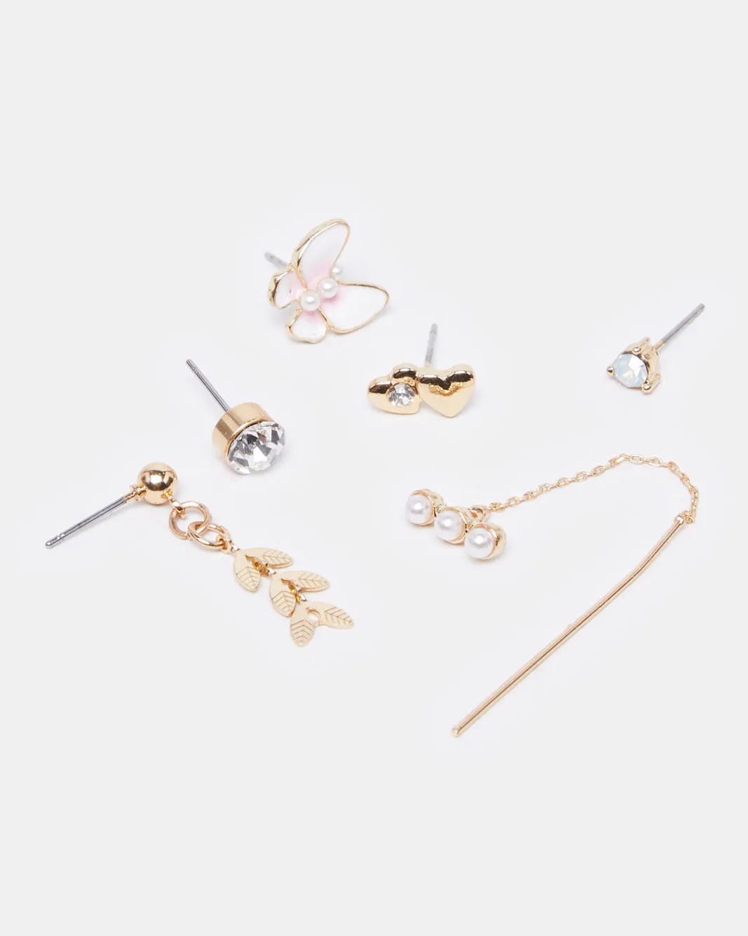 Women Gold Embellished Studs (6 Pairs) sold by Redtag product image thumbnail 2