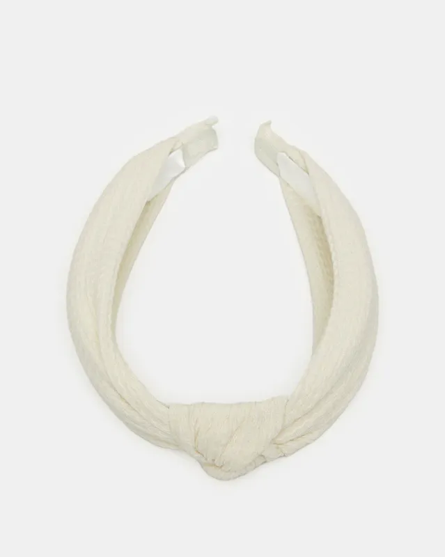 Women Cream Jacquard Headband sold by Redtag