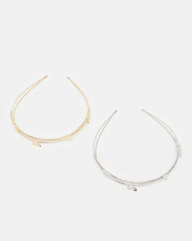 Women Gold And Silver Embellished Headband Set (2 Piece) sold by Redtag