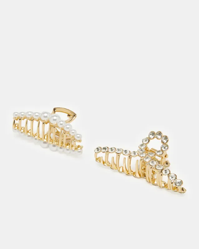Women Gold Embellished Hair Clip Set (2 Piece) sold by Redtag