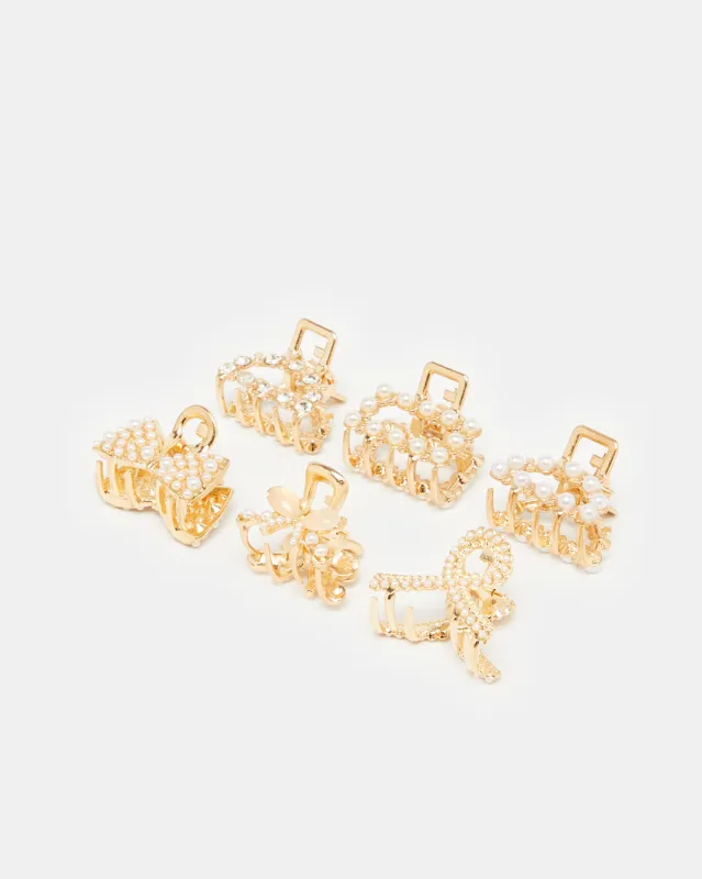 Women Gold Embellished Hair Clip Set (6 Piece) sold by Redtag