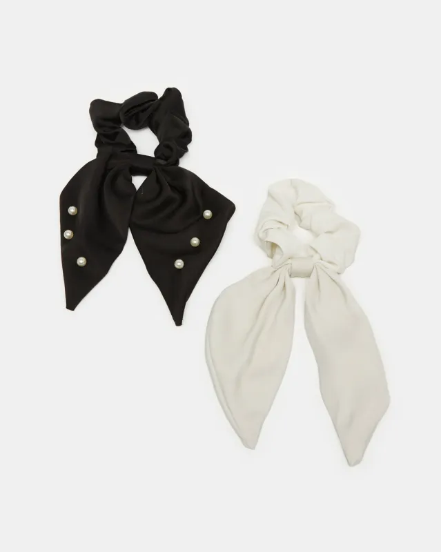 Women Black And White Embellished Scrunchy Set (2 Piece) sold by Redtag