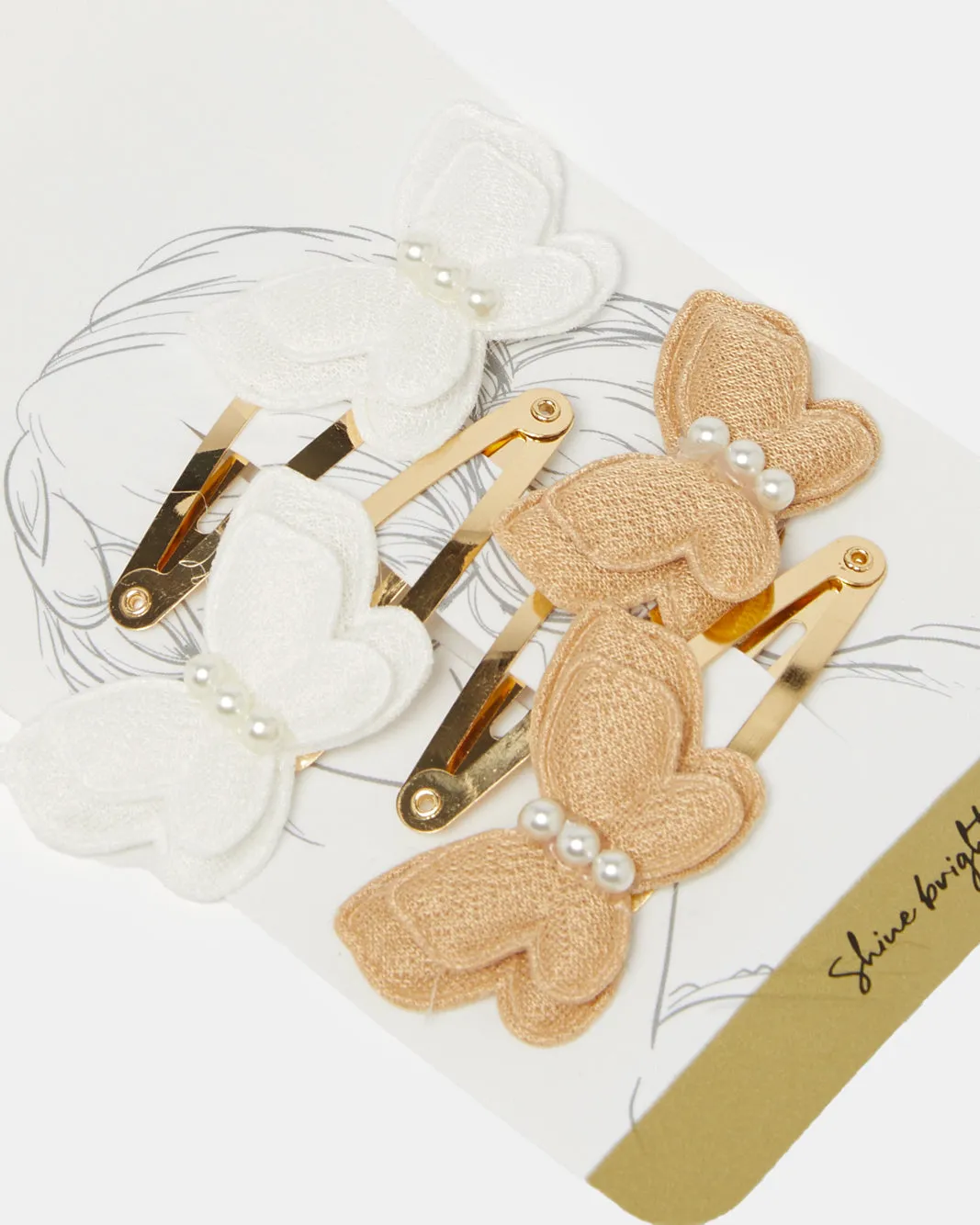 Women White And Brown Embellished Hair Clip Set (4 Piece) sold by Redtag product image thumbnail 3